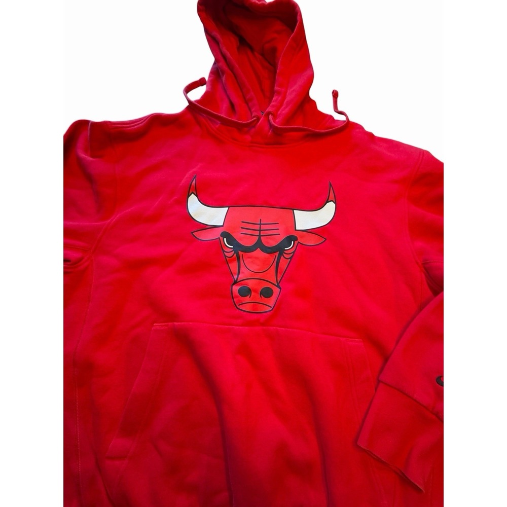 Nike Chicago Bulls NBA Hoodie Fleece Sweatshirt Red Logo Men's Medium Basketball - Picture 4 of 7
